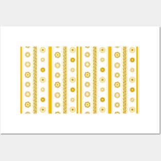 Yellow flowers stripes Posters and Art